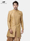 VASTRAMAY Men's Beige Silk Blend Sherwani Only Top